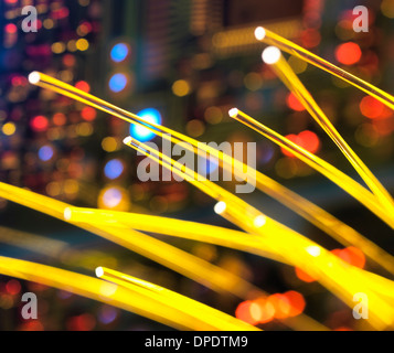 Optical fibres which are used to carry images, or high volumes of data Stock Photo