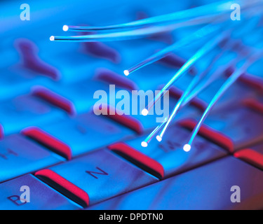 Computer key board with optical fibres which are used to carry images, or high volumes of data Stock Photo