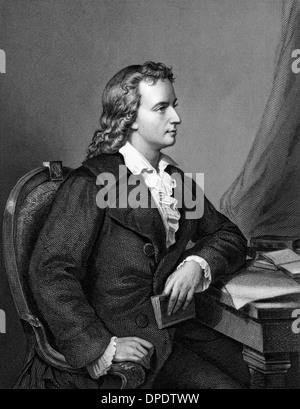 Friedrich Schiller (1759-1805) on engraving from 1873. German poet, philosopher, playwright. and historian. Stock Photo