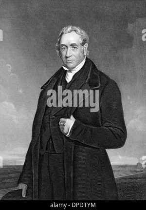 George Stephenson (1781-1848) on engraving from 1873. English civil engineer and mechanical engineer. Stock Photo