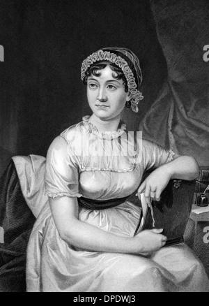 Jane Austen (1775-1817) on engraving from 1873. English novelist. Stock Photo