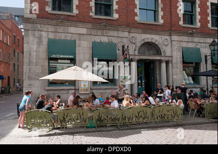 People eating on a terrace, Old Montreal, province of Quebec, Canada Stock Photo