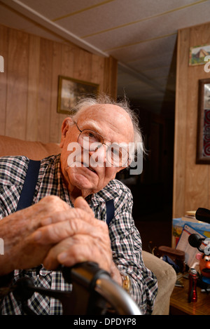 A 93-year-old man at his home. Stock Photo