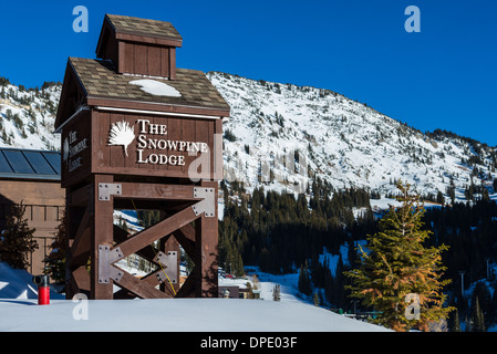 Ski lodge in the mountains. Utah, USA. Stock Photo