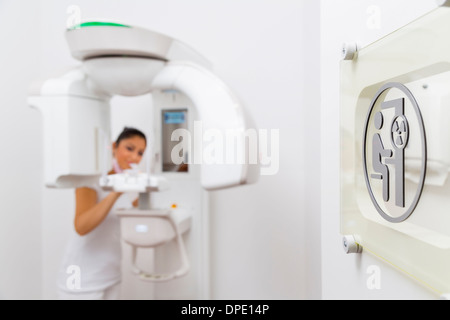3D xray machine and dental nurse Stock Photo