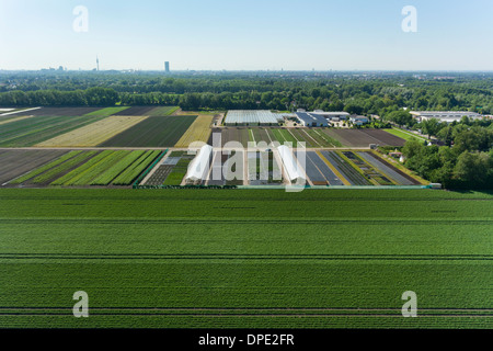 View of agriculture and greenhouses, Munich, Bavaria, Germany Stock Photo