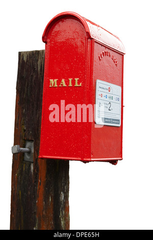 Cutout of old red post box, North Island, New Zealand Stock Photo