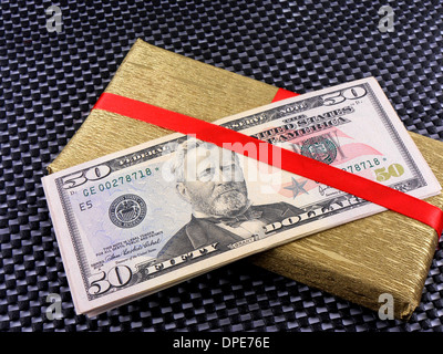 Hundred Dollar Bill Tied With Red Bow On Grey Background Money Gift Wrapped In Red Bow And Ribbon Us Currency Cash Business Success Bonus Stock Photo Alamy