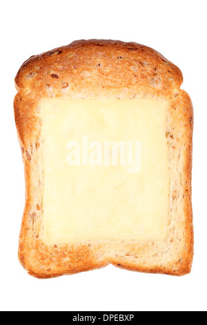 toasted slice of bread with creamy cheese Stock Photo