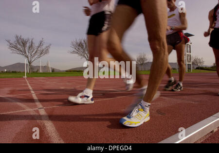 (Published 8/8/2004, G-6, UTS1824397)Racewalkers work out on the track at the ARCO Olympic Training Center in Chula Vista in anticipation of the racewalking nationals here on Sunday. Peggy Peattie photo Stock Photo