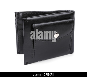 Black leather wallet on white background Stock Photo