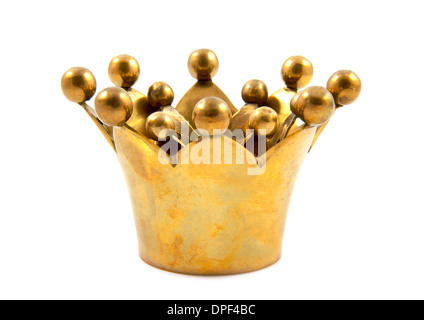 Golden crown close up isolated over white Stock Photo