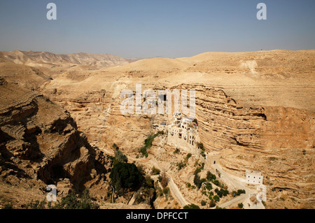 Greek Orthodox St. George of Koziba Monastery on the slope of Wadi Qelt, Judean Desert, Israel, Middle East Stock Photo