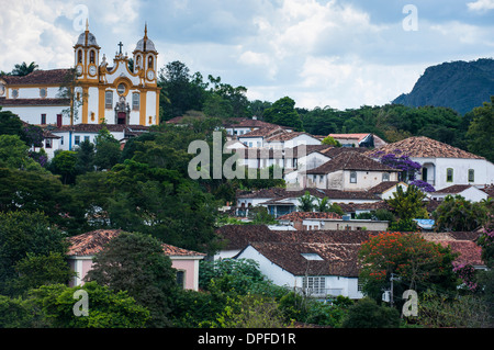 View over the historical town of Tiradentes, Minas Gerais, Brazil, South America Stock Photo