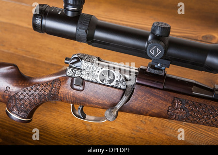 Hunting firearm, mauser 66 stutzen close up detail Stock Photo