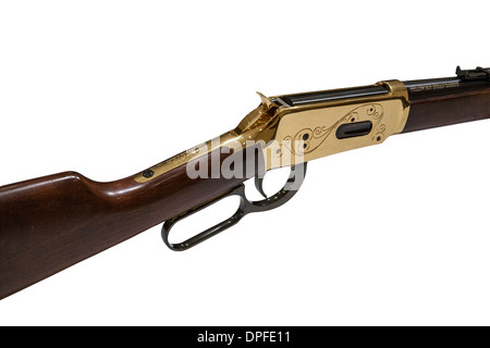 Detail Winchester 1894 Replica on white Stock Photo