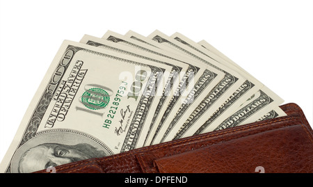 Dollars in the wallet isolated on white Stock Photo