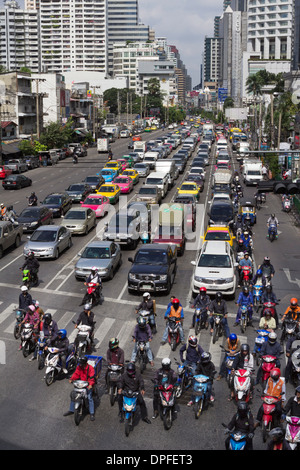 Traffic congestion in downtown area, Bangkok, Thailand, Southeast Asia, Asia Stock Photo