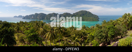 Ao Ton Sai and Ao Dalam bays from viewpoint, Koh Phi Phi, Krabi Province, Thailand, Southeast Asia, Asia Stock Photo