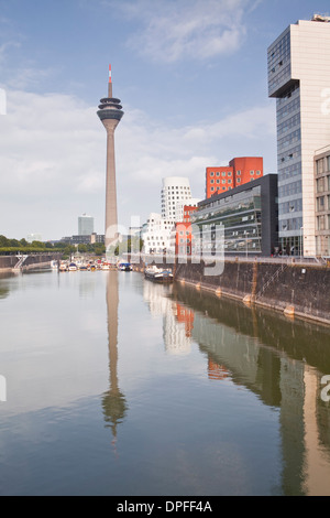 The old docks in the city of Dusseldorf, North Rhine-Westphalia, Germany, Europe Stock Photo