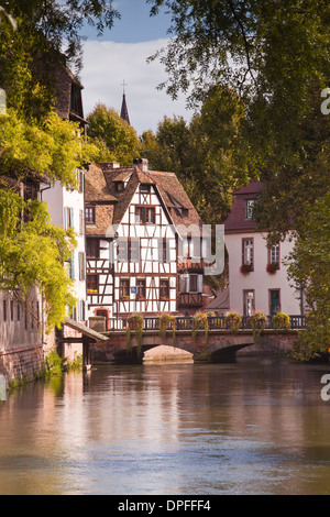 Half timbered houses in La Petite France, Grande Ile, UNESCO World Heritage Site, Strasbourg, Bas-Rhin, Alsace, France, Europe Stock Photo