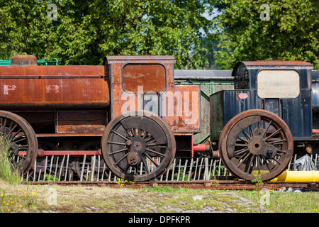 tank steam engines in sidings awaiting restoration. Caledonian railways Montrose Scotland Stock Photo