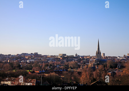 A view of the city of Norwich and skyline on a sunny winter's day in Norfolk, England, United Kingdom. Stock Photo