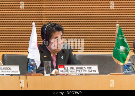 Addis Ababa, Ethiopia. 14th January 2014. H.E. Mr. Shinzo Abe, Prime Miinister of Japan during his visit to the Federal Democratic Republic of Ethiopia, on January 14, 2014, at the African Union Headquarters in Addis Ababa, Ethiopia. Credit:  Dereje Belachew/Alamy Live News Stock Photo