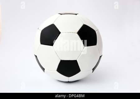 Classic black and white unbranded Football or Soccer ball. Stock Photo