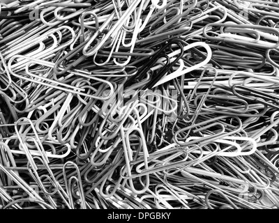 Detail closeup pile of paperclips paper clips Stock Photo