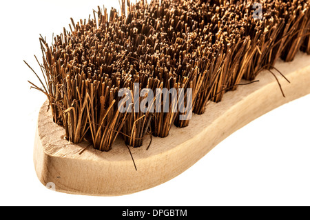 Scrubbing brush - closeup studio shot on a white background. Stock Photo