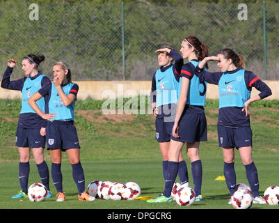 La Manga Club, Spain. 14th Jan, 2014.  England Women's Football team are put through their paces in training by new Head Coach Mark Sampson ahead of their International Friendly against Norway on Thursday. Ph Credit:  Tony Henshaw/Alamy Live News Stock Photo