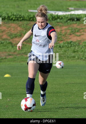 La Manga Club, Spain. 14th Jan, 2014.  England Women's Football team are put through their paces in training by new Head Coach Mark Sampson ahead of their International Friendly against Norway on Thursday. Ph Credit:  Tony Henshaw/Alamy Live News Stock Photo