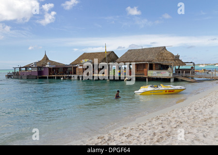 Pelican Pier on Aruba's Palm beach Stock Photo