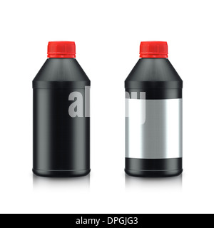 Black Oil Bottle isolated on white background. (with clipping work path) Stock Photo
