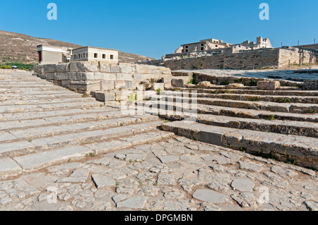 Ancient Theatre at Knossos Palace, Heraklion, Crete, Greece Stock Photo