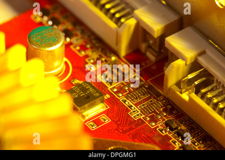Macro shot of a dirty circuit board Stock Photo