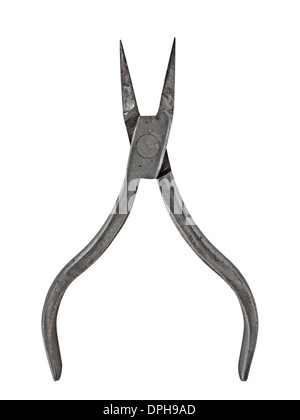 vintage round jeweler pliers isolated on white Stock Photo