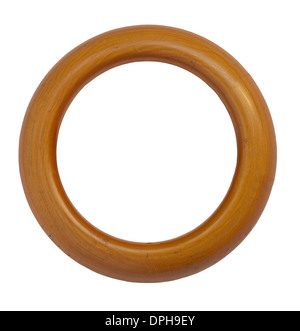 vintage wooden round frame isolated over white background, clipping path Stock Photo