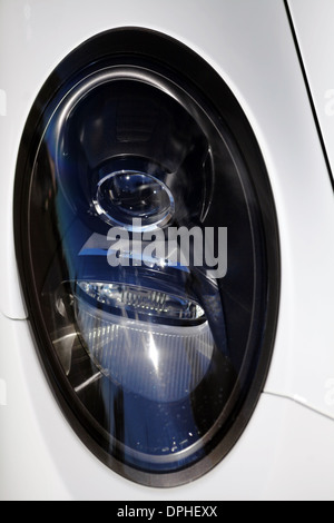 Detail on one of the headlights of a car Stock Photo
