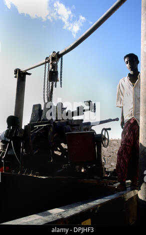 Jun. 01, 2006 - Galkayo, Somalia - Somali clan members with anti aircraft gun mounted on to a flatbed truck in northern Galkayo Somalia circa 2006. (Credit Image: © Theodore Liasi/zumapress.com) Stock Photo