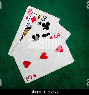 Twenty One 6 - Square. Closeup view of playing cards forming the blackjack combination of twenty one points Stock Photo