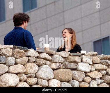 Nov. 27, 2006 - New York, new york - Hilary Swank   (  &  Harry  Connick Jr.)  films  P.S.I  LOVE YOU   in Manhattan   and  laughs  with  mystery  man  while her body  guard  looks out  on  November 27, 2006... Andrea Renault  /    K50855R(Credit Image: © Globe Photos/ZUMAPRESS.com) Stock Photo