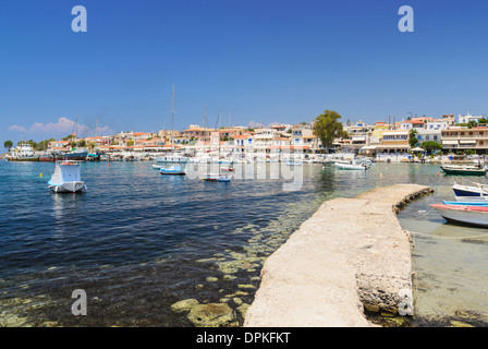 Pretty seaside town of Perdika on Aegina Island in the Saronic Gulf, Greece Stock Photo