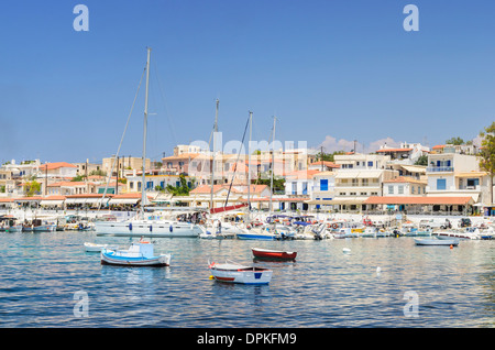 Pretty seaside town of Perdika on Aegina Island in the Saronic Gulf, Greece Stock Photo