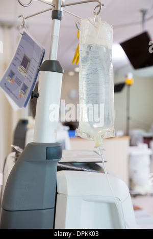 Fluid Bag Hanging On Dialysis Machine Stock Photo