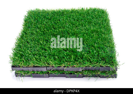 some tiles of artificial turf on a white background Stock Photo