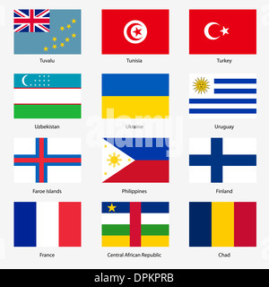 Set Flags of world sovereign states. Stock Photo