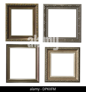 Collection of four wooden frames for painting or picture on white background. Stock Photo