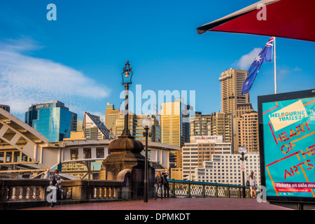 Pyrmont Bridge, is one of the oldest surviving electrically operated Swingspan , Darling Harbour, Sydney, Australia Stock Photo